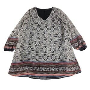 Vintage Charlotte Russe Dress Womens M Geometric Floral Shift Tunic Y2K 90s Boho